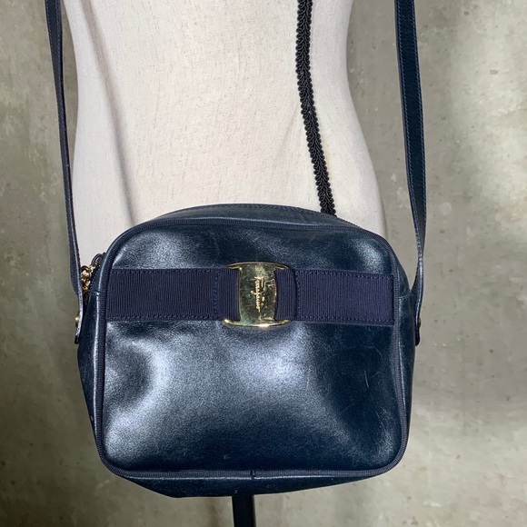 Salvatore Ferragamo Handbags - Salvatore Ferragamo Blue Leather Vintage Crossbody